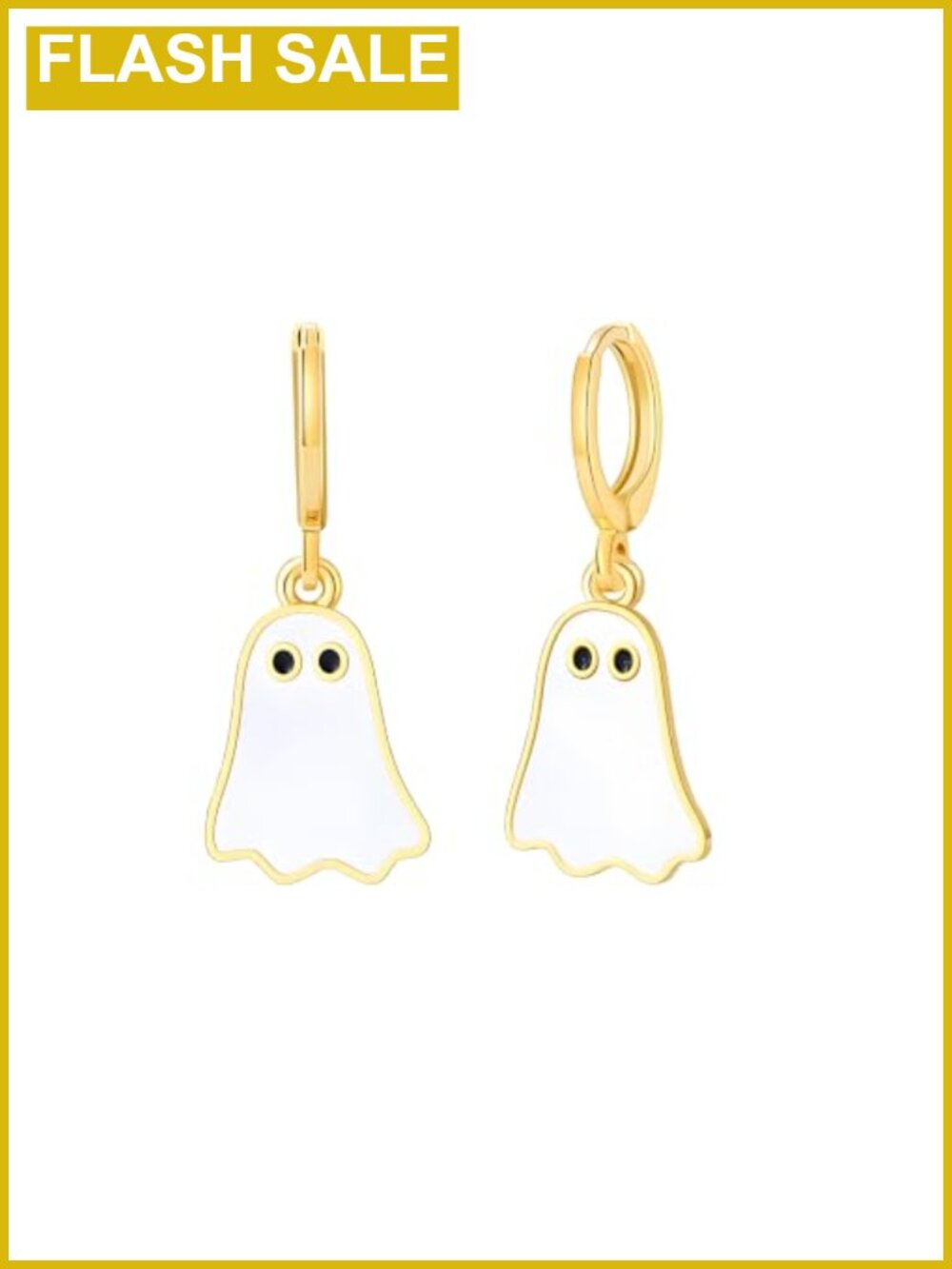 Gold Plated Ghost Huggie Hoop Earrings Drop Dangle Halloween Jewelry Gift